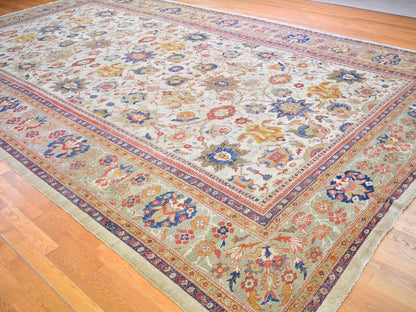 Sultanabad Antique hand-knotted wool rug in Beige & Light Green, 12' x 21' — SKU O066457 (view 3)