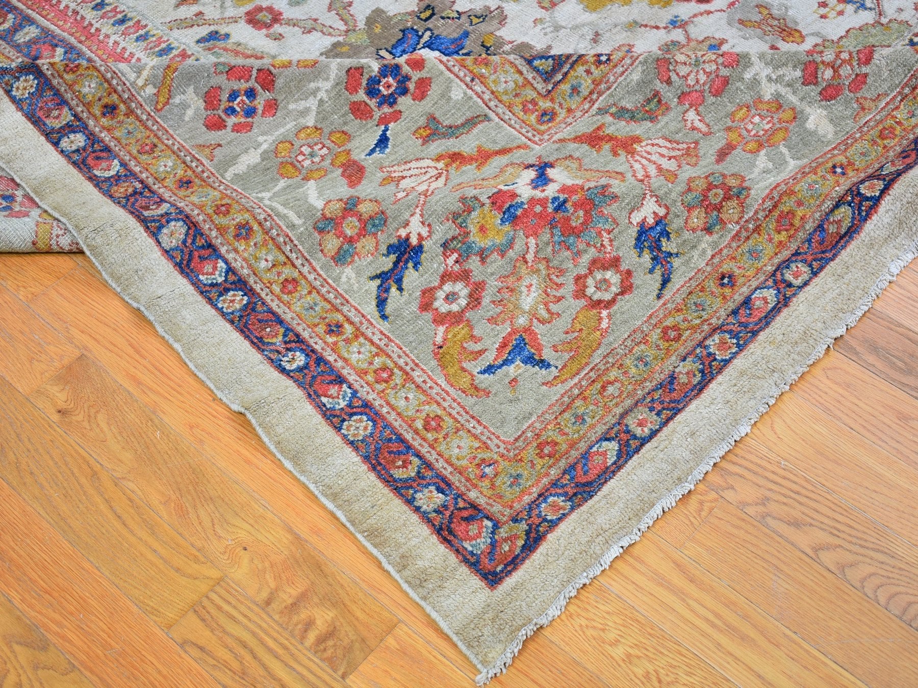 Sultanabad Antique hand-knotted wool rug in Beige & Light Green, 12' x 21' — SKU O066457 (view 6)