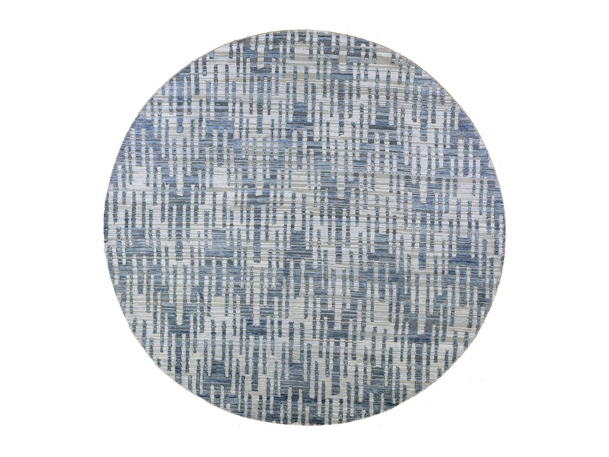 Modern / Contemporary hand-knotted wool/silk rug in Blue, 10'1" x 10'1" — SKU O066465