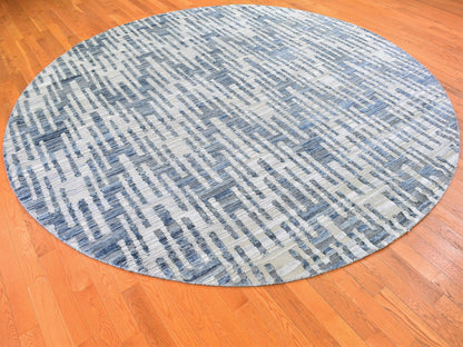 Modern / Contemporary hand-knotted wool/silk rug in Blue, 10'1" x 10'1" — SKU O066465 (view 4)