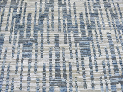Blue 10'1" x 10'1" Modern and Contemporary Hand knotted Wool/Silk Rug - Sku: O066465