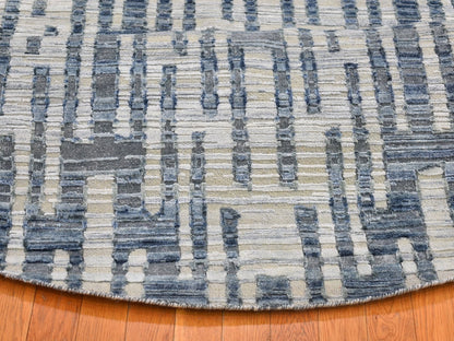 Modern / Contemporary hand-knotted wool/silk rug in Blue, 10'1" x 10'1" — SKU O066465 (view 7)