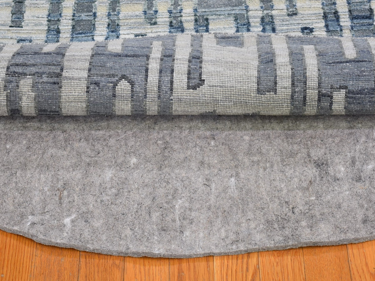 Modern / Contemporary hand-knotted wool/silk rug in Blue, 10'1" x 10'1" — SKU O066465 (view 9)
