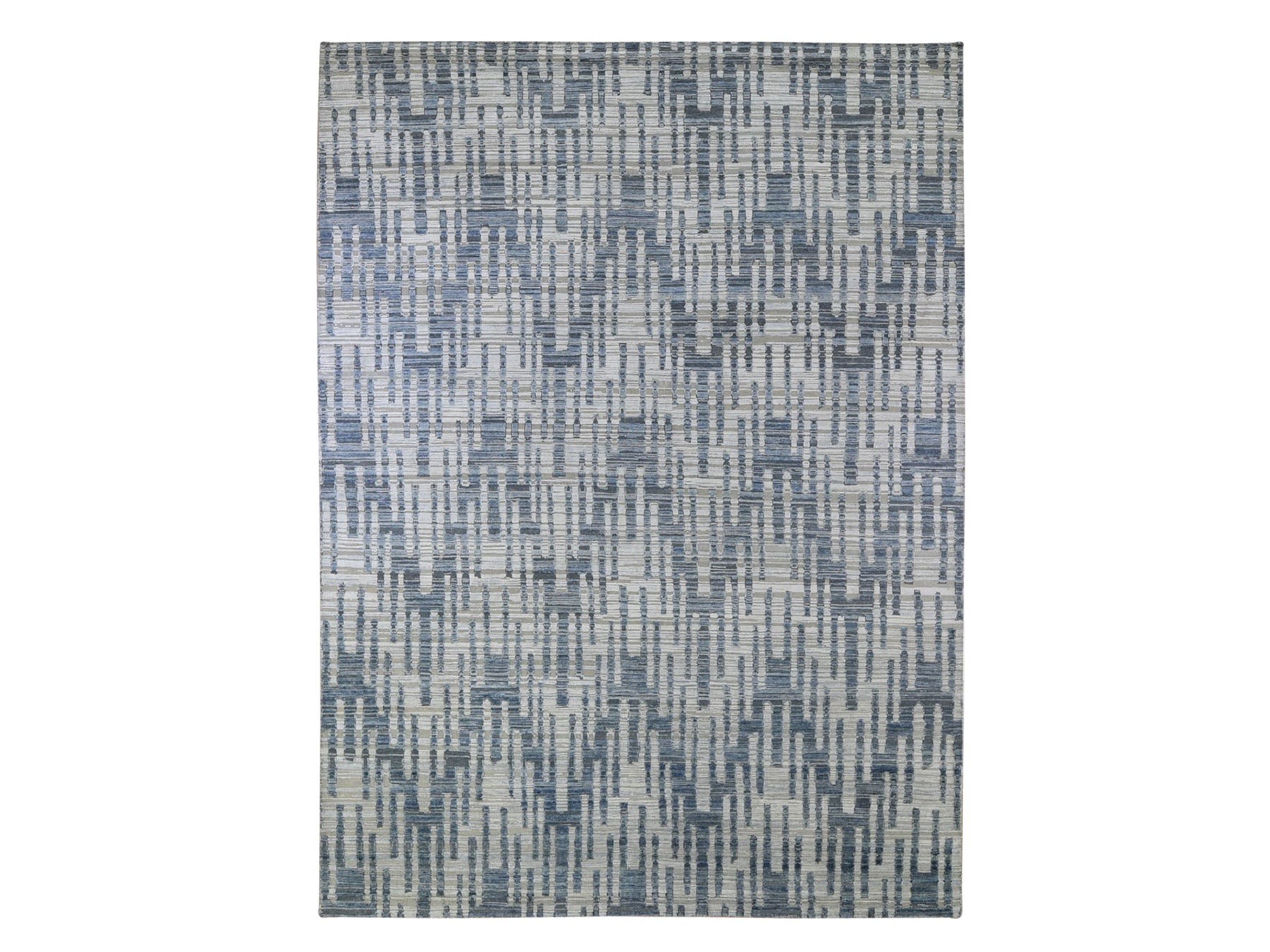 Modern / Contemporary hand-knotted wool/silk rug in Blue, 9' x 12'2" — SKU O066471