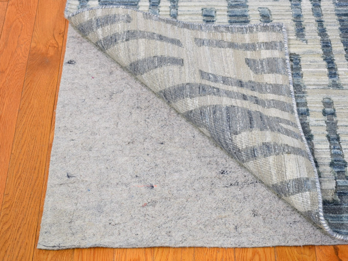 Modern / Contemporary hand-knotted wool/silk rug in Blue, 9' x 12'2" — SKU O066471 (view 8)