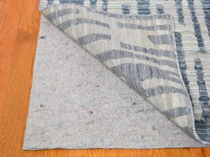 Modern / Contemporary hand-knotted wool/silk rug in Blue, 9' x 12'2" — SKU O066471 (view 8)