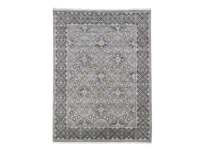 Transitional hand-knotted wool/silk rug in Brown, 9'1" x 12' — SKU O066476