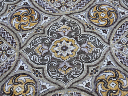 Transitional hand-knotted wool/silk rug in Brown, 9'1" x 12' — SKU O066476 (view 4)