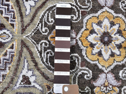 Transitional hand-knotted wool/silk rug in Brown, 9'1" x 12' — SKU O066476 (view 7)