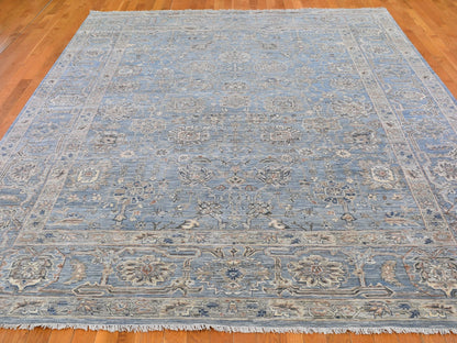 Heriz Oushak hand-knotted wool/silk rug in Blue & Blue Heaven, 9' x 12' — SKU O066478 (view 2)