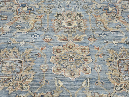 Heriz Oushak hand-knotted wool/silk rug in Blue & Blue Heaven, 9' x 12' — SKU O066478 (view 4)