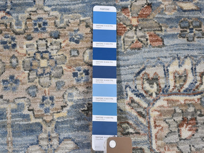Heriz Oushak hand-knotted wool/silk rug in Blue & Blue Heaven, 9' x 12' — SKU O066478 (view 7)
