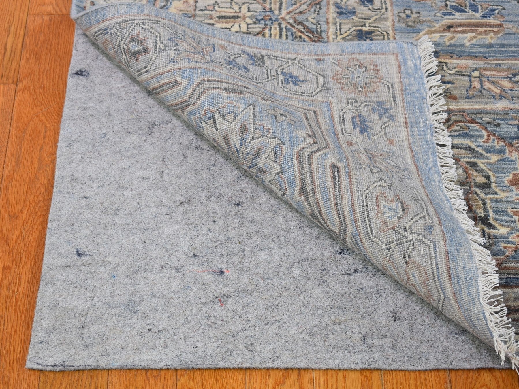 Heriz Oushak hand-knotted wool/silk rug in Blue & Blue Heaven, 9' x 12' — SKU O066478 (view 8)
