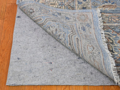 Heriz Oushak hand-knotted wool/silk rug in Blue & Blue Heaven, 9' x 12' — SKU O066478 (view 8)