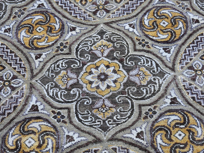 Brown 9'0" x 12'2" Transitional Hand knotted Wool/Silk Rug - Sku: O066479