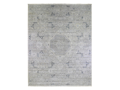 Grey 12'0" x 15'2" Traditional Hand knotted Wool/Silk Rug - Sku: O066480