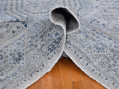 Grey 12'0" x 15'2" Traditional Hand knotted Wool/Silk Rug - Sku: O066480
