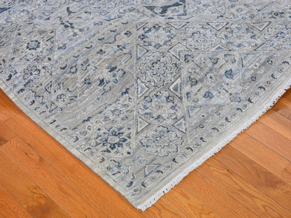 Grey 12'0" x 15'2" Traditional Hand knotted Wool/Silk Rug - Sku: O066480