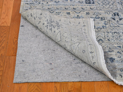 Grey 12'0" x 15'2" Traditional Hand knotted Wool/Silk Rug - Sku: O066480
