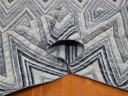 Grey 14'1" x 18'1" Modern / Contemporary Hand knotted Wool/Silk Rug - Sku: O066488