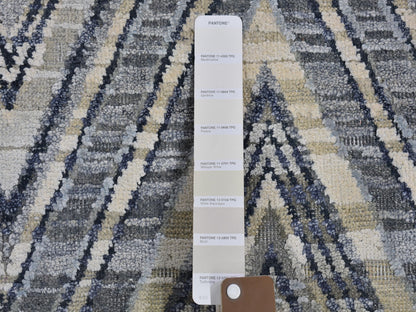Grey 14'1" x 18'1" Modern / Contemporary Hand knotted Wool/Silk Rug - Sku: O066488