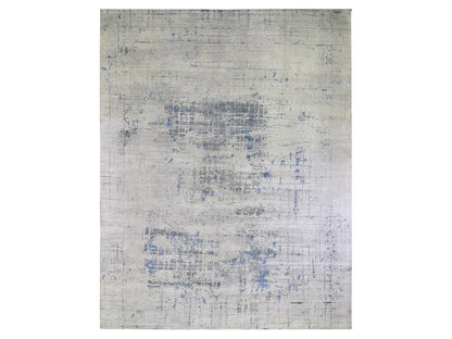 Ivory 12'0" x 15'1" Modern and Contemporary Hand knotted Wool/Silk Rug - Sku: O066489