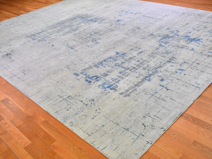 Ivory 12'0" x 15'1" Modern and Contemporary Hand knotted Wool/Silk Rug - Sku: O066489