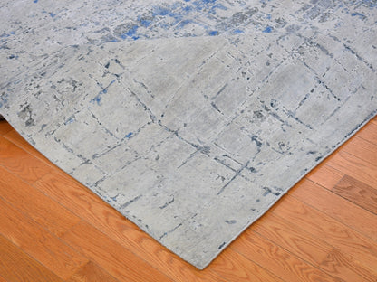 Ivory 12'0" x 15'1" Modern and Contemporary Hand knotted Wool/Silk Rug - Sku: O066489