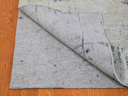 Ivory 12'0" x 15'1" Modern and Contemporary Hand knotted Wool/Silk Rug - Sku: O066489