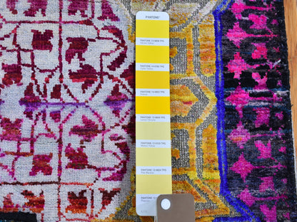 Yellow 2'6" x 10'4" Traditional Hand knotted Wool/Silk Rug - Sku: O066496