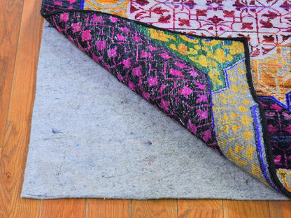 Yellow 2'6" x 10'4" Traditional Hand knotted Wool/Silk Rug - Sku: O066496