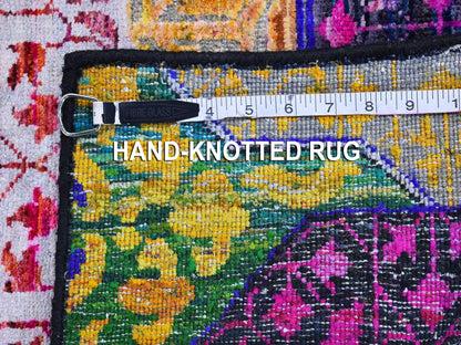 Yellow 2'6" x 10'4" Traditional Hand knotted Wool/Silk Rug - Sku: O066496