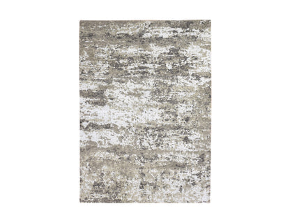 Grey 4'1" x 6'0" Modern / Contemporary Hand knotted Wool/Silk Rug - Sku: O066501
