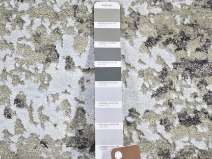 Grey 4'1" x 6'0" Modern / Contemporary Hand knotted Wool/Silk Rug - Sku: O066501