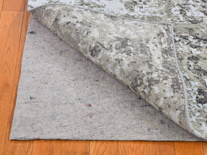 Grey 4'1" x 6'0" Modern / Contemporary Hand knotted Wool/Silk Rug - Sku: O066501