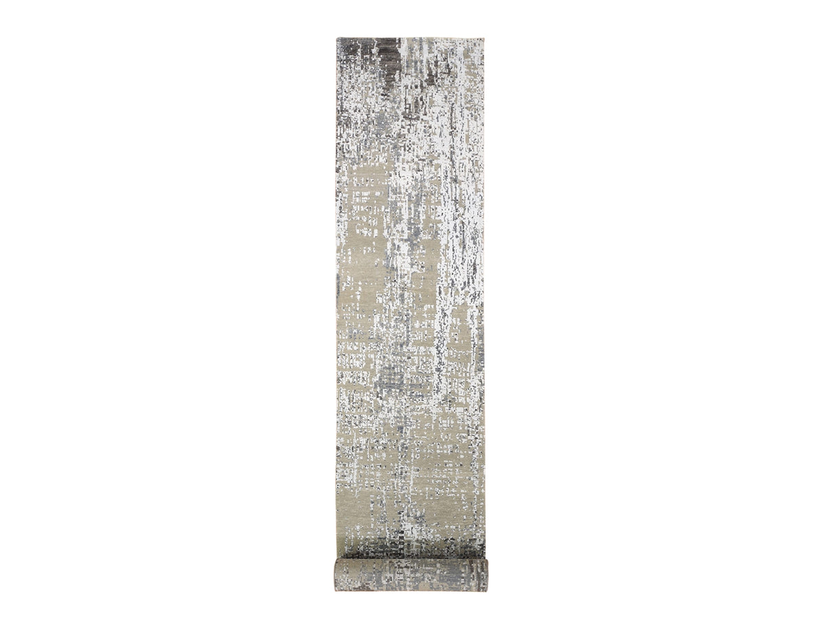 Modern / Contemporary hand-knotted wool runner in Gray, 2'6" x 12' — SKU O066503