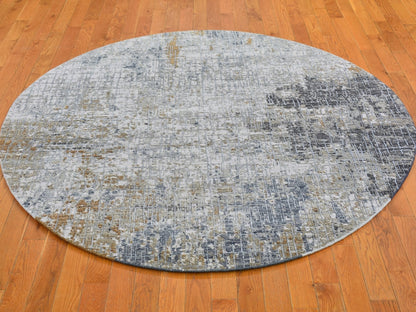 Grey 6'0" x 6'0" Modern / Contemporary Hand knotted Wool Rug - Sku: O066513