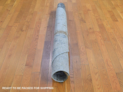 Grey 6'0" x 6'0" Modern / Contemporary Hand knotted Wool Rug - Sku: O066513