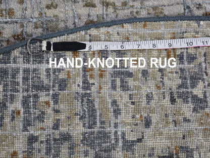 Grey 6'0" x 6'0" Modern / Contemporary Hand knotted Wool Rug - Sku: O066513