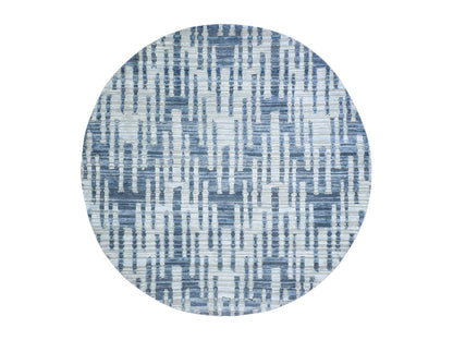 Blue 6'1" x 6'1" Modern and Contemporary Hand knotted Wool/Silk Rug - Sku: O066514