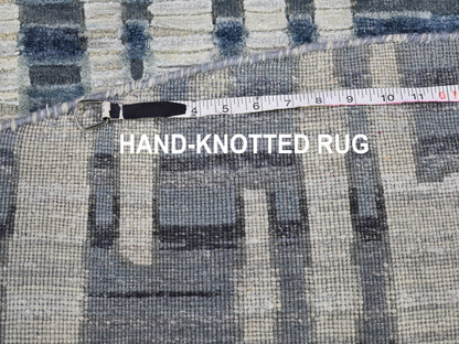 Modern / Contemporary hand-knotted wool/silk rug in Blue, 6'1" x 6'1" — SKU O066514 (view 7)