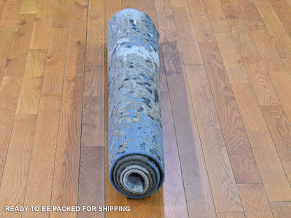 Grey 4'0" x 6'0" Modern / Contemporary Hand knotted Wool/Silk Rug - Sku: O066528