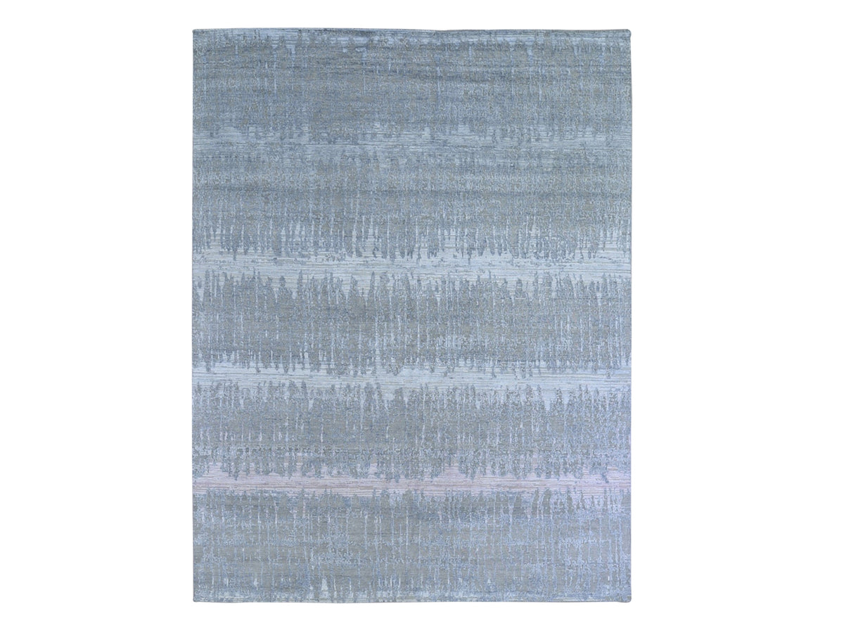 Modern / Contemporary hand-knotted wool/silk rug in Gray, 8' x 10'3" — SKU O066543