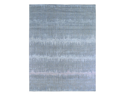 Modern / Contemporary hand-knotted wool/silk rug in Gray, 8' x 10'3" — SKU O066543