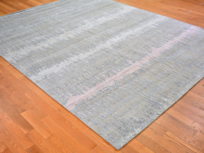 Grey 8'0" x 10'3" Modern / Contemporary Hand knotted Wool/Silk Rug - Sku: O066543