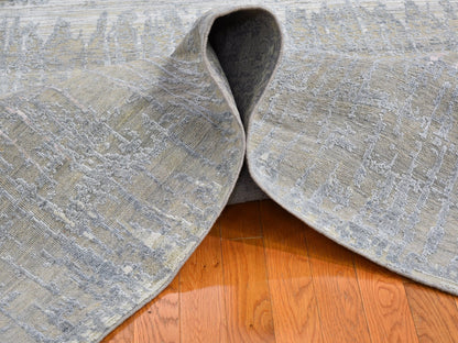 Grey 8'0" x 10'3" Modern / Contemporary Hand knotted Wool/Silk Rug - Sku: O066543