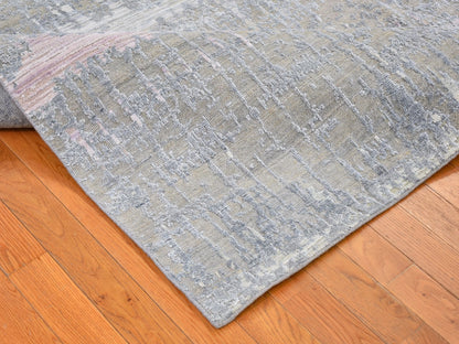 Grey 8'0" x 10'3" Modern / Contemporary Hand knotted Wool/Silk Rug - Sku: O066543