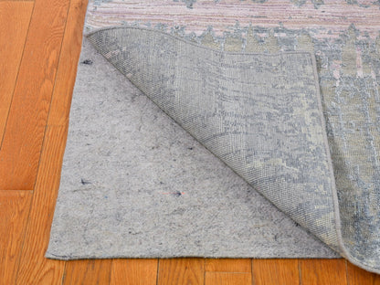 Grey 8'0" x 10'3" Modern / Contemporary Hand knotted Wool/Silk Rug - Sku: O066543