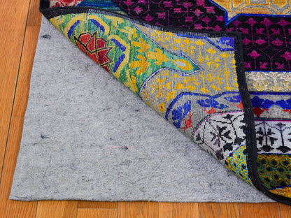 Yellow 4'1" x 12'3" Modern / Contemporary Hand knotted Wool/Silk Rug - Sku: O066544