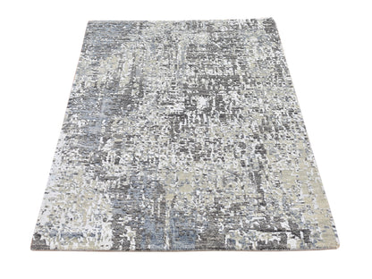 Grey 3'1" x 5'0" Modern / Contemporary Hand knotted Wool Rug - Sku: O066545